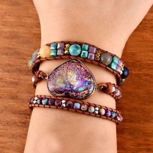 Ocean Regalite Boho Heart Handmade Healing Anxiety Relief Women Bracelet Gifts